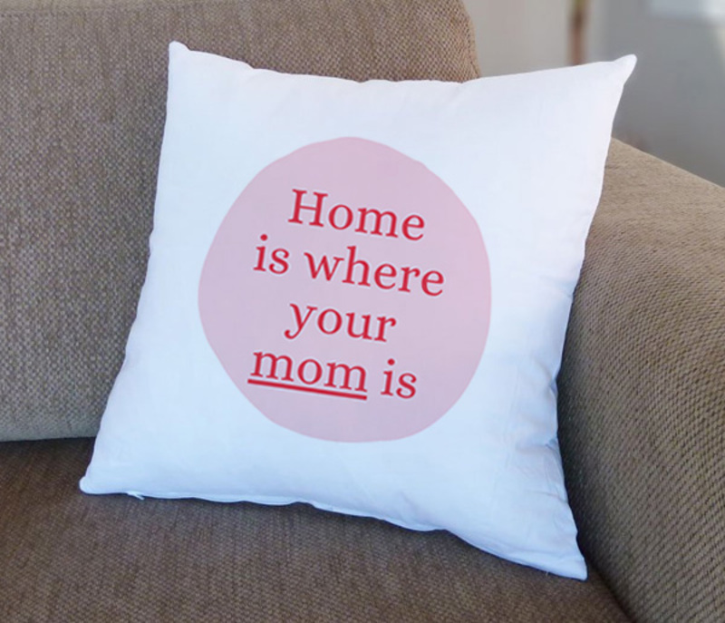 Giftbag Home Is Where Mom Is Cushion, 36 x 36cm, White