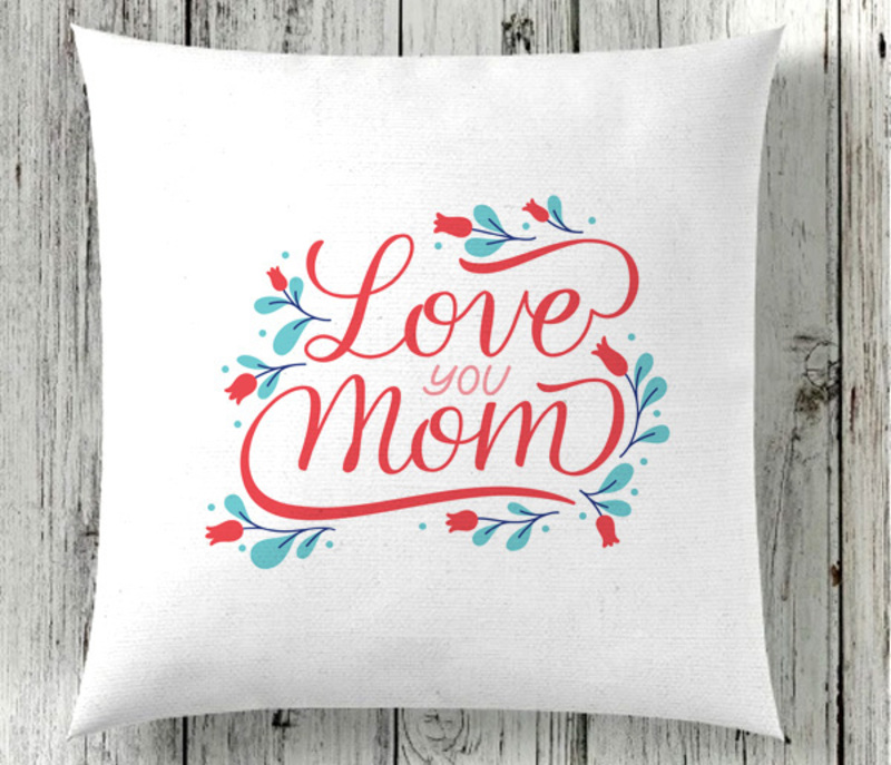 Giftbag We Love You Mom Cushion, 36 x 36cm, White/Red