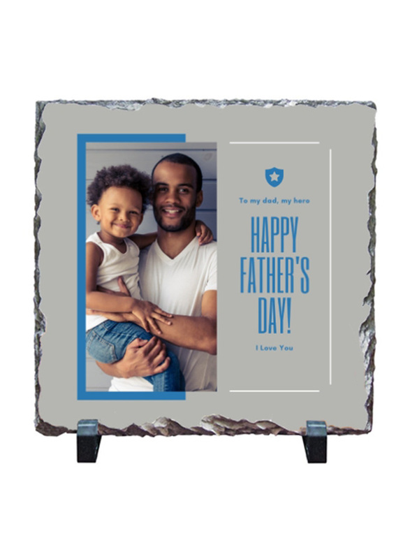 Giftbag Happy Father's Day Personalised Stone, 20 x 20cm, Grey/Blue