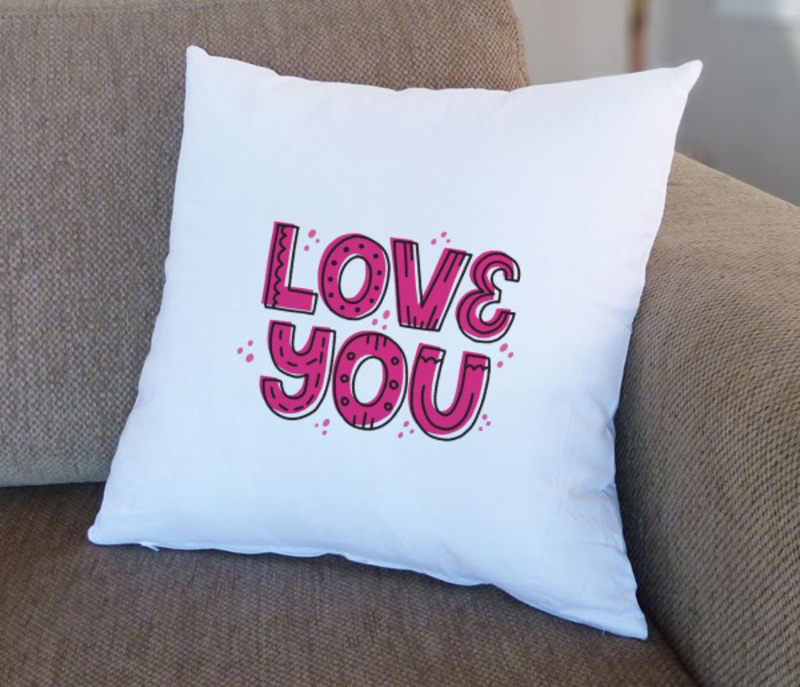 Giftbag Love You Cushion, 36 x 36cm, White