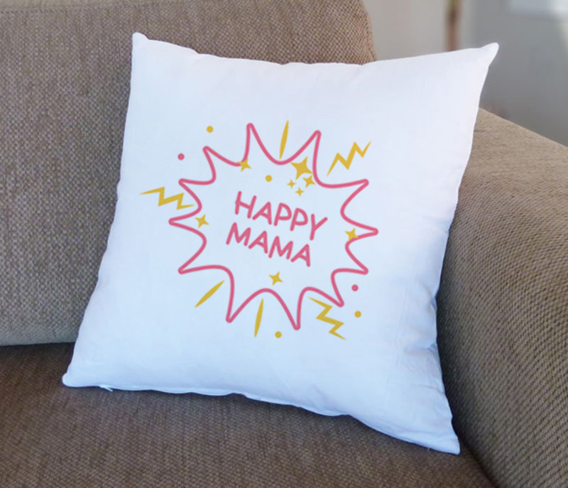 Giftbag Happy Mama Cushion, 36 x 36cm, White