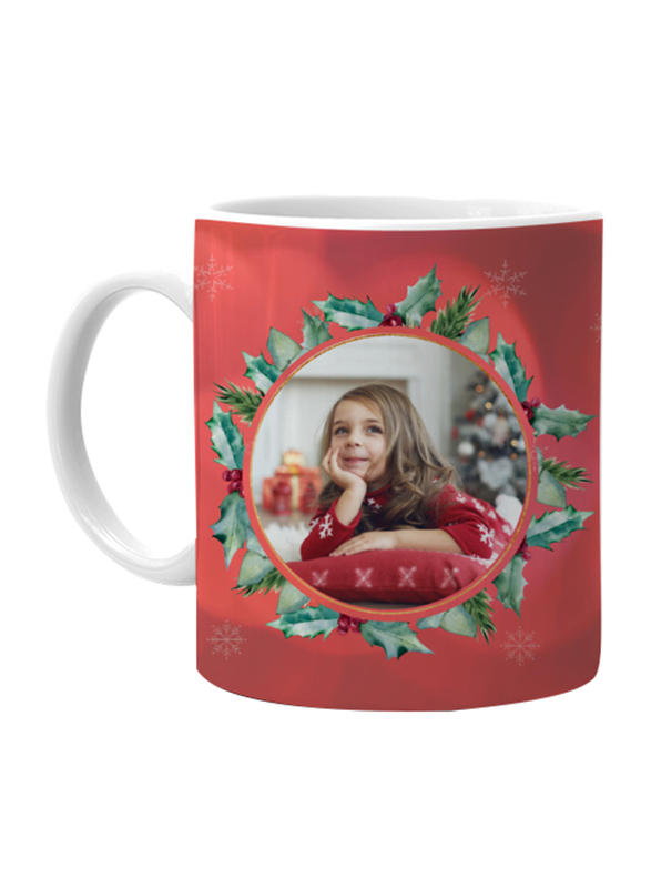 Giftbag Personalised Photo X-Mas Wreath Coffee Mug, Red