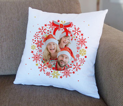 Giftbag Personalised Photo Snowflake Wreath Cushion, 36 x 36cm, White