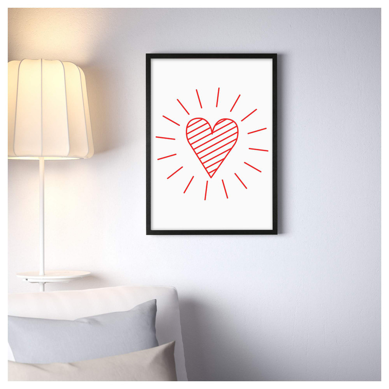 Giftbag Heart Rays Frame, A3 Size, Black