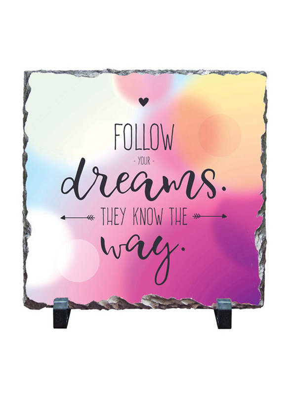 Giftbag Follow Your Dreams They Know The Way Print Stone, 20 x 20cm, Multicolour