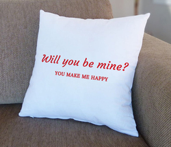 Giftbag Will You Be Mine Cushion, 36 x 36cm, White