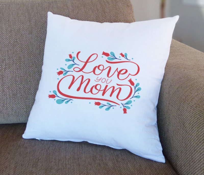 Giftbag Love You Mom Cushion, 36 x 36cm, White