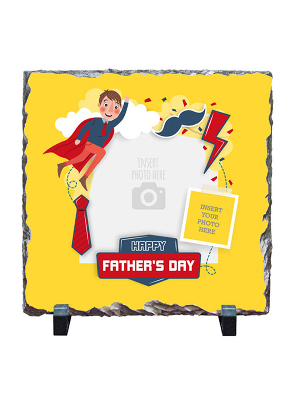 Giftbag Happy Fathers Day Personalised Square Stone, 20 x 20cm, Yellow/Red