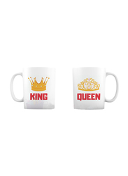 Giftbag 2-Piece King & Queen Couple Coffee Mugs, White