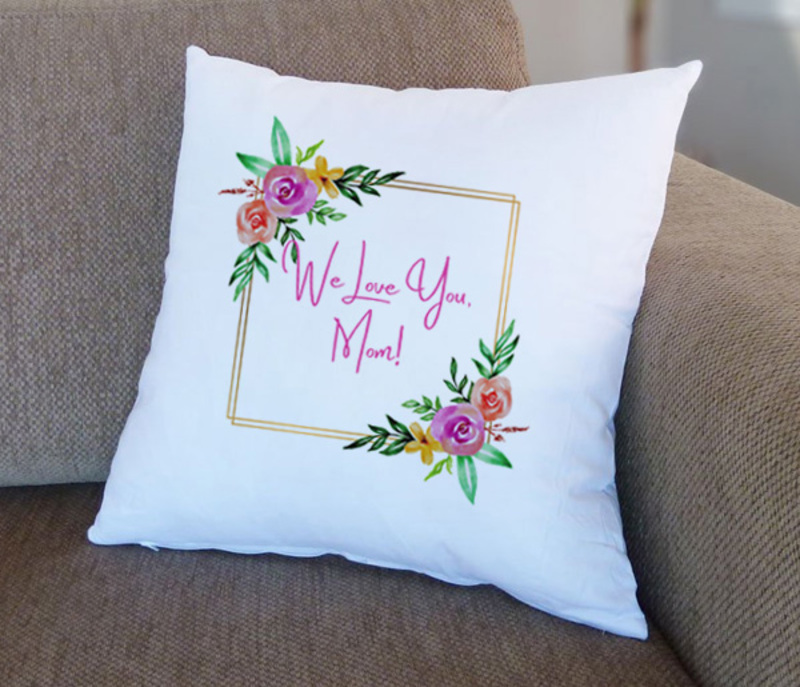 Giftbag We Love You Mom Floral Cushion, 36 x 36cm, Multicolour