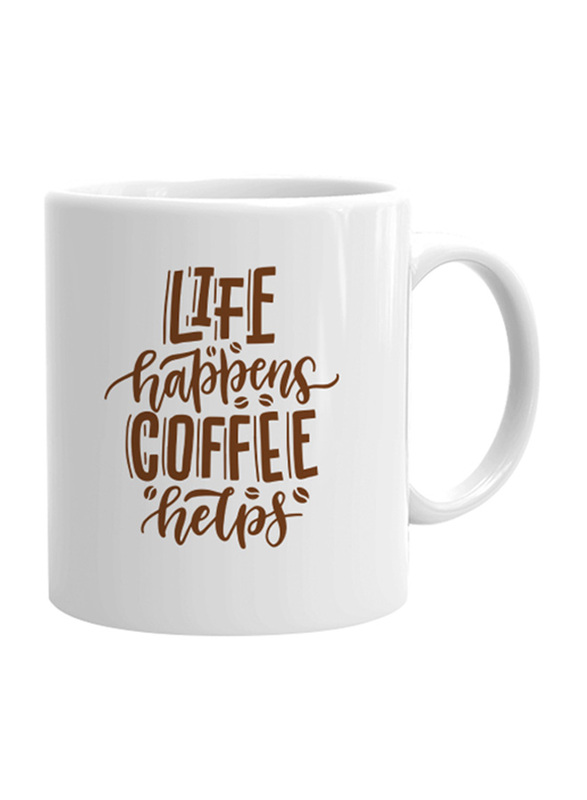 Giftbag Life Happens Coffee Helps Coffee Mug, White