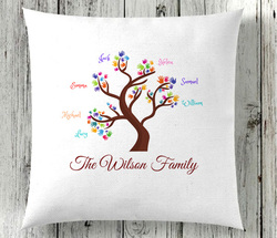 Giftbag Family Tree Personalised Names Cushion, 36 x 36cm, White