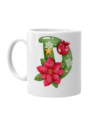 Giftbag Personalised X-Mas Green Letter Coffee Mug, White