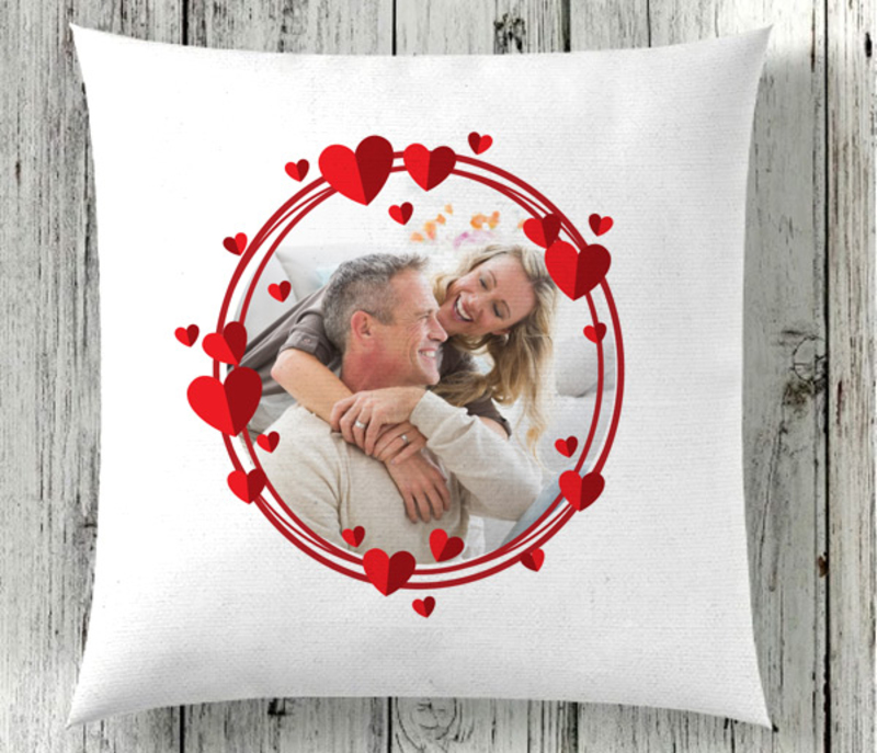 Giftbag Personalised Circle Hearts Cushion, 36 x 36cm, White