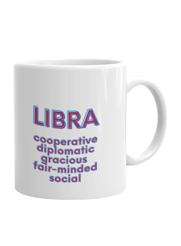 Giftbag Libra Zodiac Personalised Coffee Mug, White