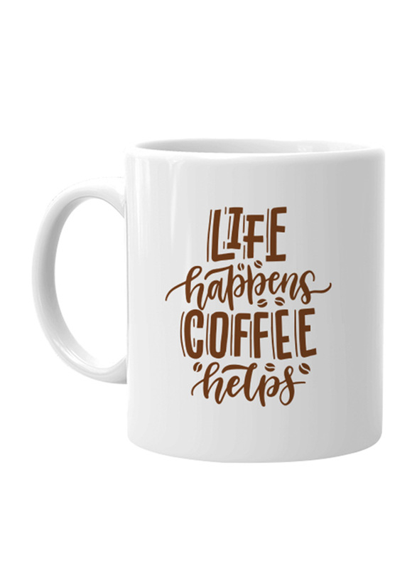 Giftbag Life Happens Coffee Helps Coffee Mug, White