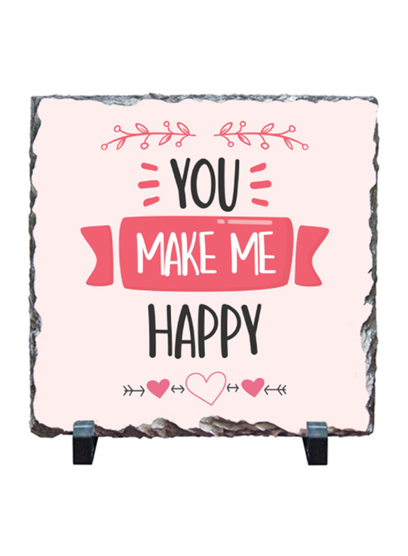 Giftbag You Make Me Happy Stone, 20 x 20cm, Beige/Pink