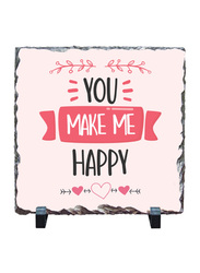 Giftbag You Make Me Happy Stone, 20 x 20cm, Beige/Pink