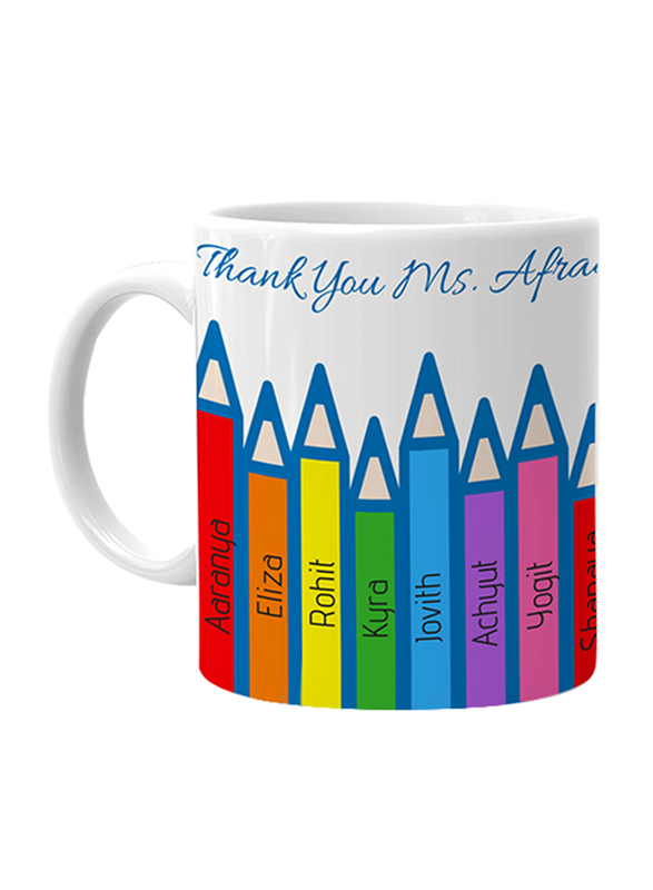 Giftbag Thank You Teacher Coffee Mug with Student Names, White