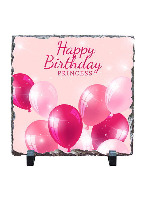 Giftbag Happy Birthday Princess Print Stone, 20 x 20cm, Pink