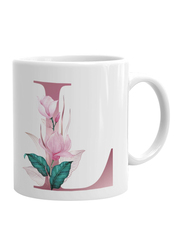 Giftbag Personalised Pink Floral Initial Coffee Mug, White