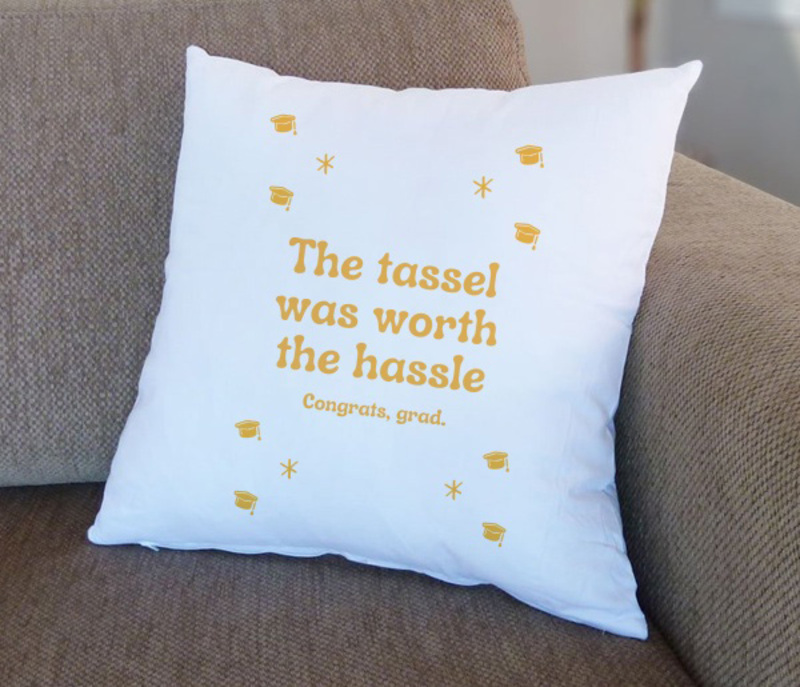 Giftbag Worth The Hassle - Graduation Cushion, 36 x 36cm, Yellow/White
