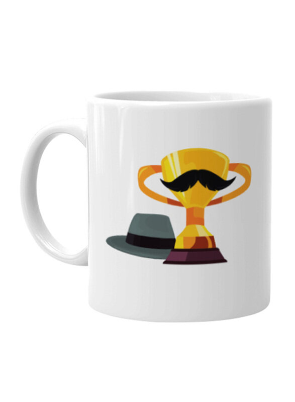 

Giftbag Trophy Dad Coffee Mug, White/Yellow