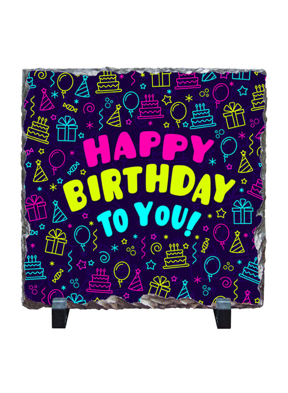 Giftbag Happy Birthday to You Print Stone, 20 x 20cm, Multicolour