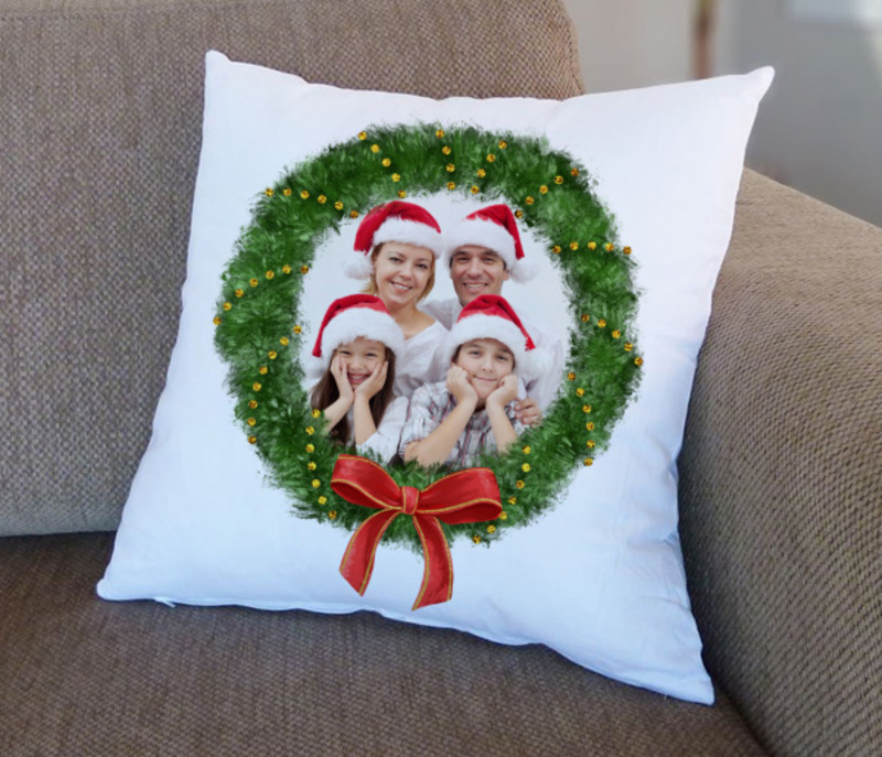 Giftbag Personalised Photo Wreath Cushion, 36 x 36cm, White