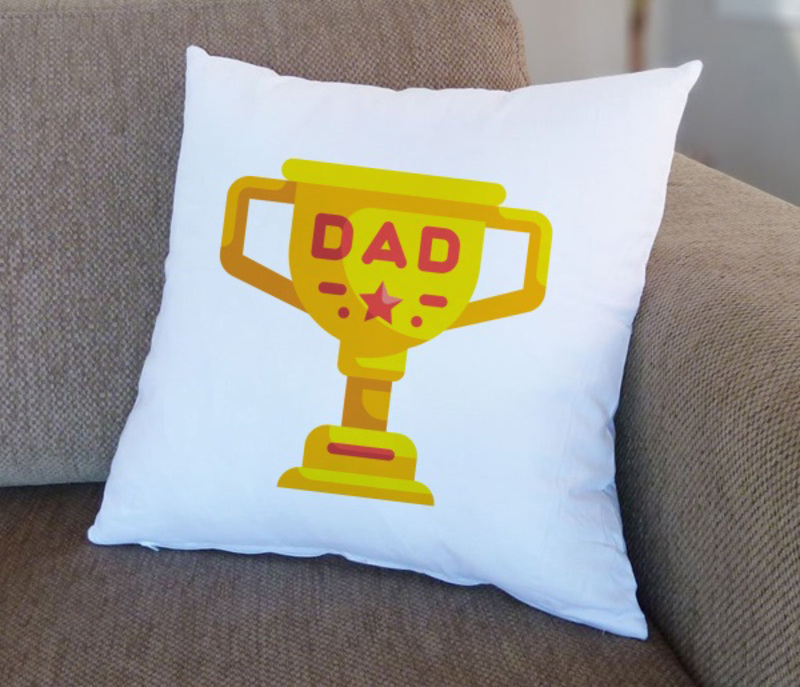 Giftbag Trophy Dad Cushion, 36 x 36cm, White/Yellow