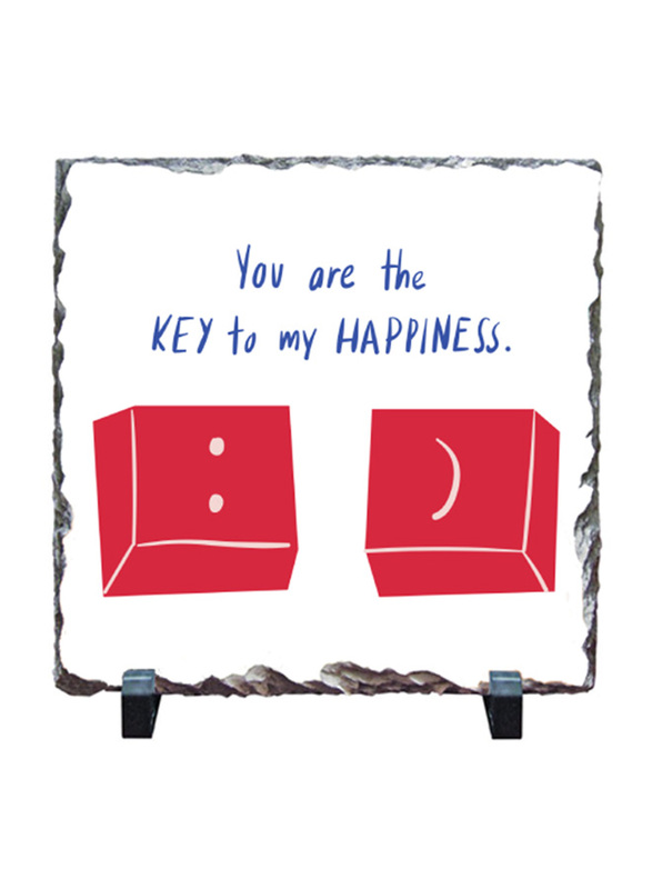 Giftbag You Are the Key to My Happiness Print on Square Stone, 20 x 20cm, White