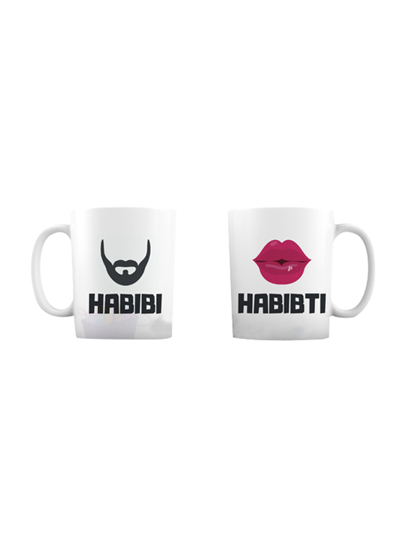 Giftbag 2-Piece Habibi and Habibti Couple Coffee Mugs, White