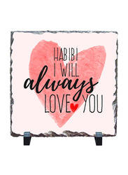 Giftbag Habibi I Will Always Love You Print Stone, 20 x 20cm, White/Pink/Black