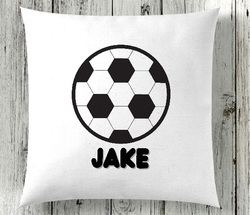 Giftbag Football Personalised Name Cushion, 36 x 36cm, White