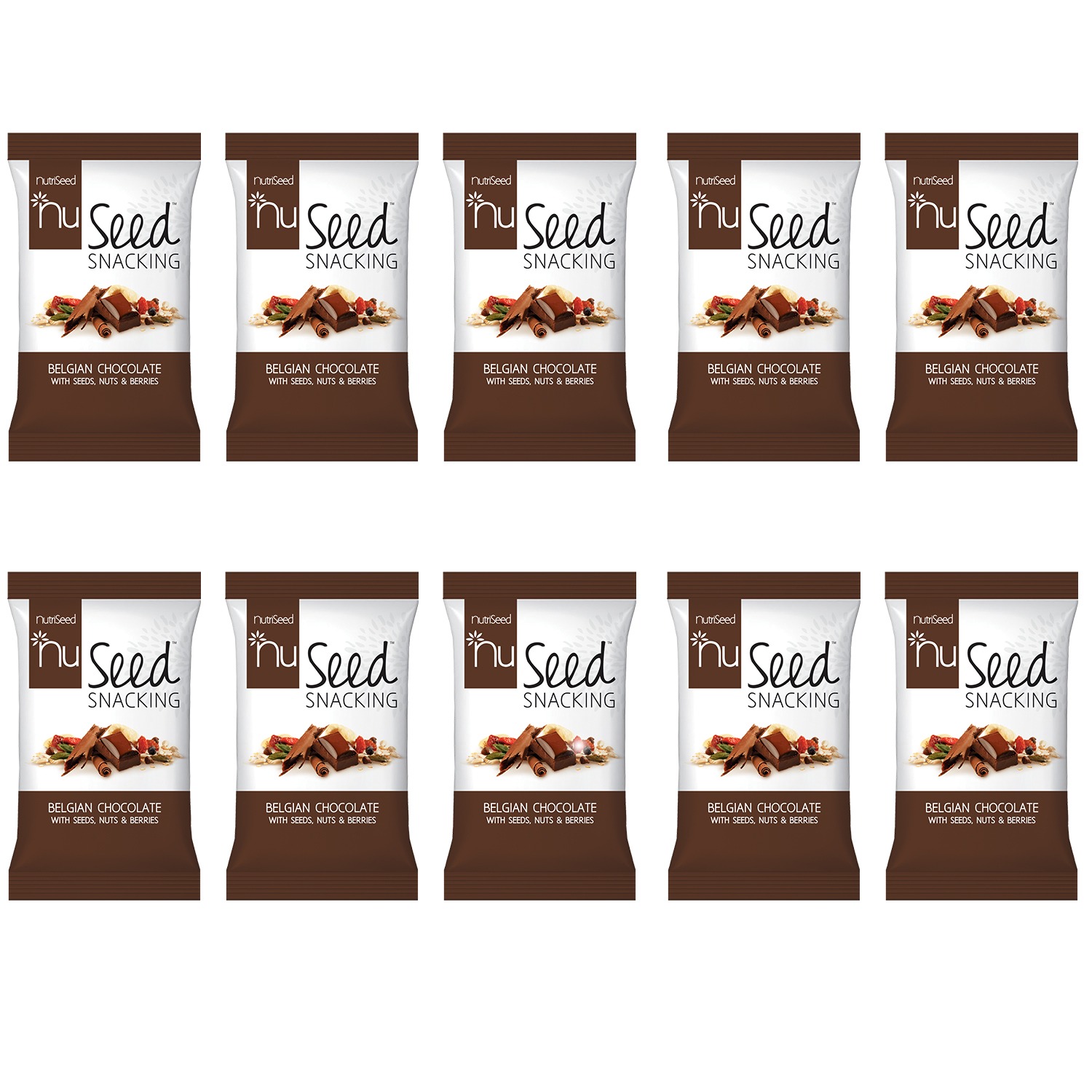 NuSeed Snacking Belgian Chocolate With Seeds, Nuts & Berries 10x30g