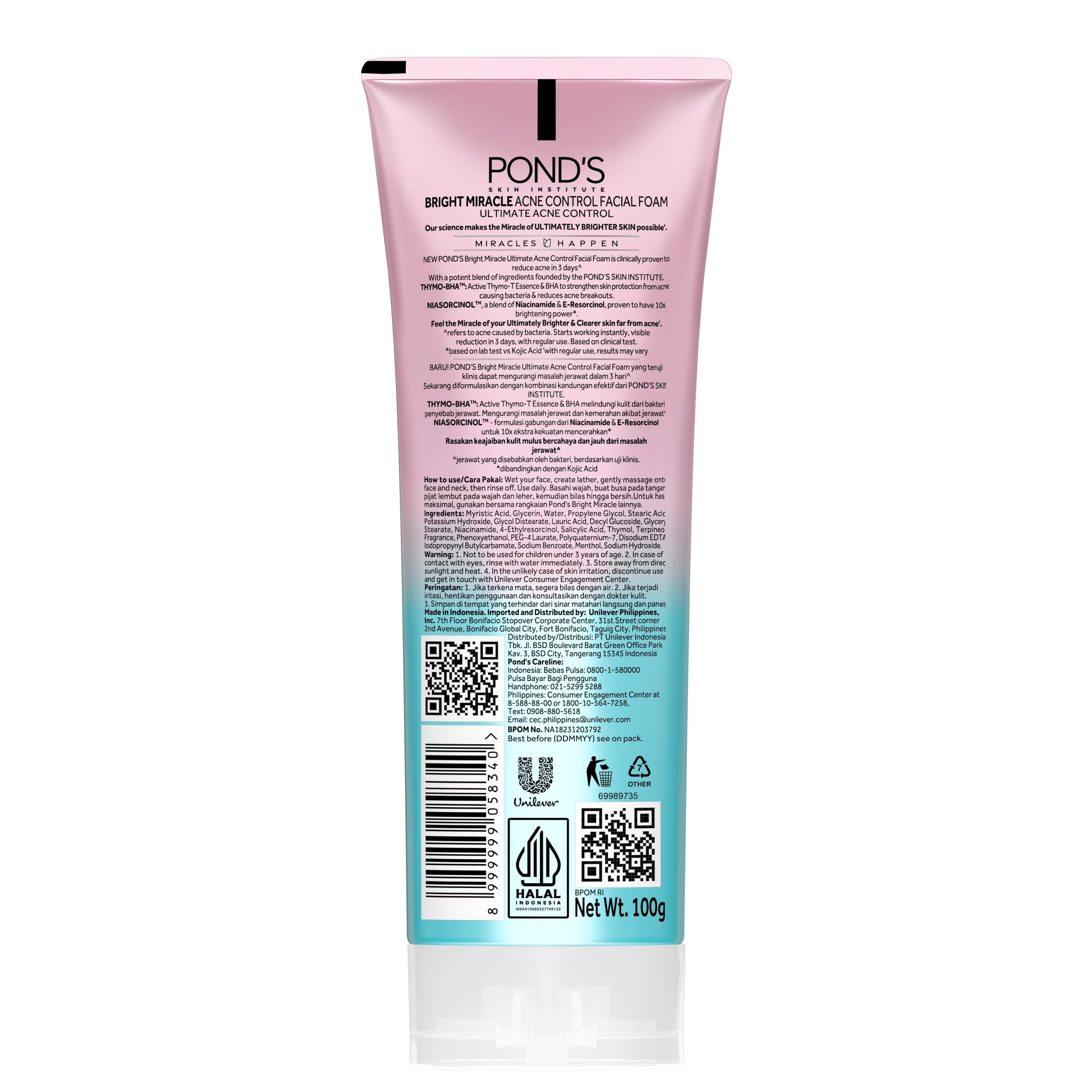 Pond's Acne Solution Anti Acne Facial Foam With Active Thymo-T Essence - 100 g