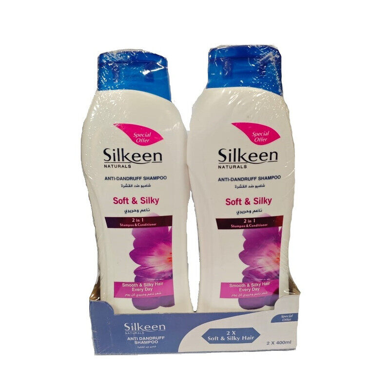 

Silkeen Naturals Anti-Dandruff Shampoo Soft & Silky - 2 in 1 Shampoo Conditioner - Smooth & Silky Hair Every Day - 2 x 400 ml