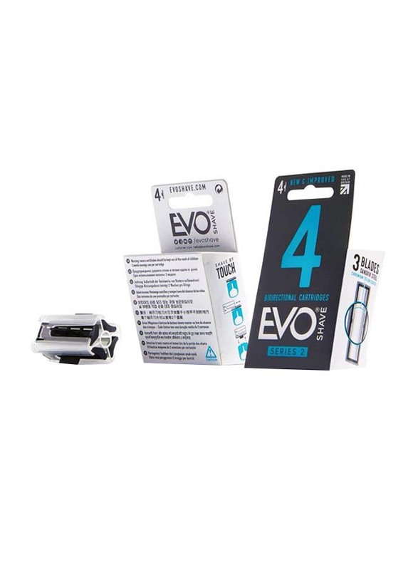 EvoShave Series Reversible 3 Blade Cartridge Refill Razor Blades, 4 Pieces