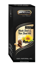 Hemani Black Seeds & Flax Seeds Oil Two in One 100% Natural Oil Reduces Cholestrol and High Blood Pressure 125 ml