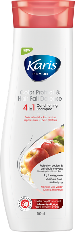 Karis Premium Colour Protection & Hair Fall Defense - Improves Luster & Lowers pH of Hair - With Apple Cider Vinegar Keratin & Milk Protein - 400 ml