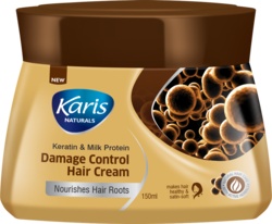 Karis Naturals Damage Control Hair Cream - Infusion of Keratin & Milk Protein - Nourishes Hair Roots - 150 ml