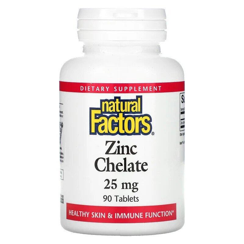 

Natural Factors Zinc Chelate - Dietary Supplement - Healthy Skin and Immune Function 25 mg - 90 tablets