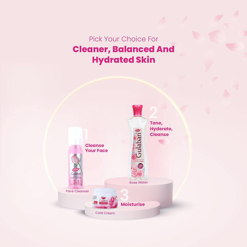 Dabur Gulabrai Premium Rose Water - Cleanses, Hydrates & Moisturizes Skin - Balances & Restores Skin's pH Levels - For All Skin Types - 120 ml