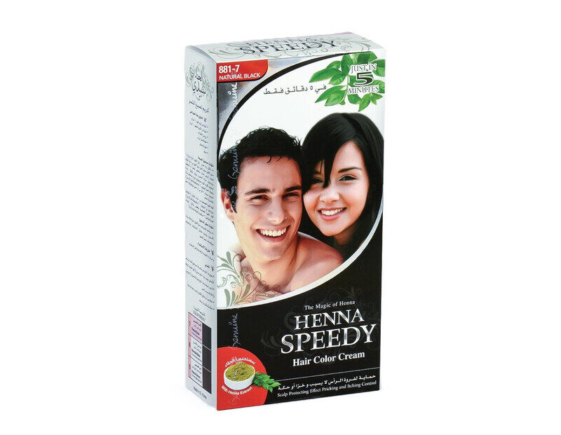 

Henna Speedy Natural Black Hair Colour Cream - With Henna Extract - Scalp Protecting & Itching Control - To Cover Heavy Gray Hair - 120 g