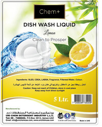 Chem+ Dish Wash Liquid Lemon - Effecient Cleaning Solution - 5 L