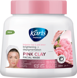 Karis Premium Brightening & Depigmentation - Pink Clay Mask -Even Skin Tone Makes Glowing - With Bulgarian Rose & Pink Lemon - 500ml