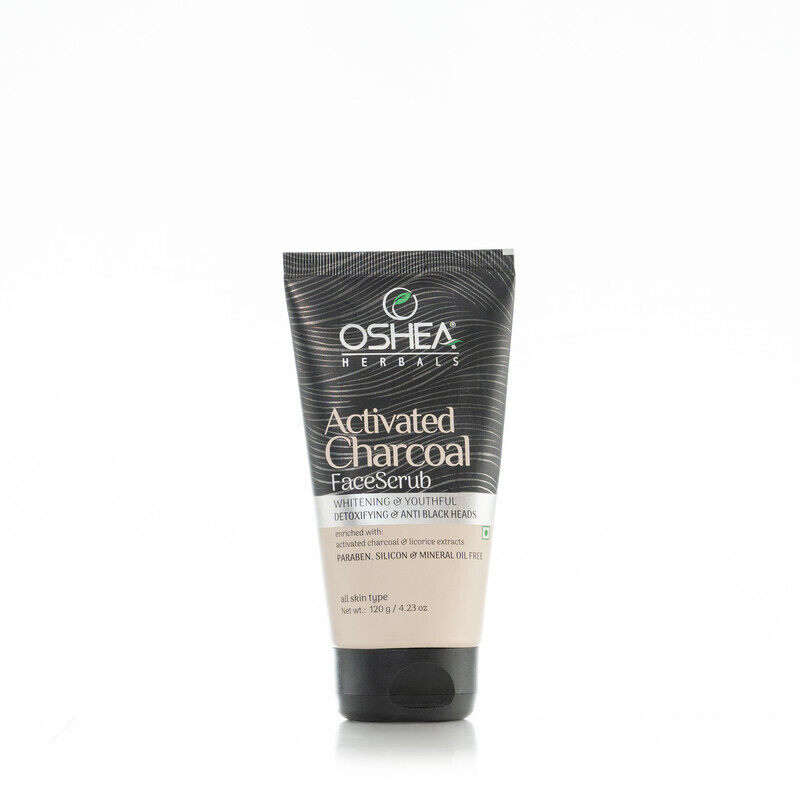 

Oshea Herbals Activated Charcoal Face Scrub - Whitening & Youthful - For Detoxifying & Anti Blackheads - With Charcoal & Licorice Extract - For All Sk