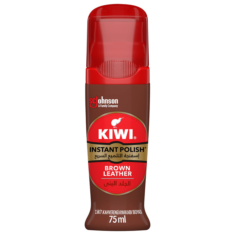 Kiwi Instant Shoe Polish Brown Leather - Wax Rich Formula - Easy to use - Shines and Protects - 75ml
