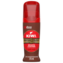 Kiwi Instant Shoe Polish Brown Leather - Wax Rich Formula - Easy to use - Shines and Protects - 75ml