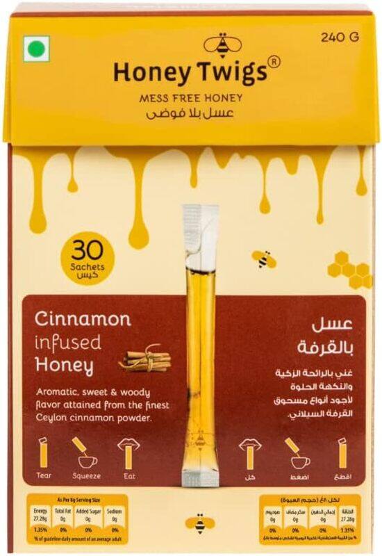 

Honey Twigs Hoeny Twigs Cinnamon Infused Honey - 30 x 8g